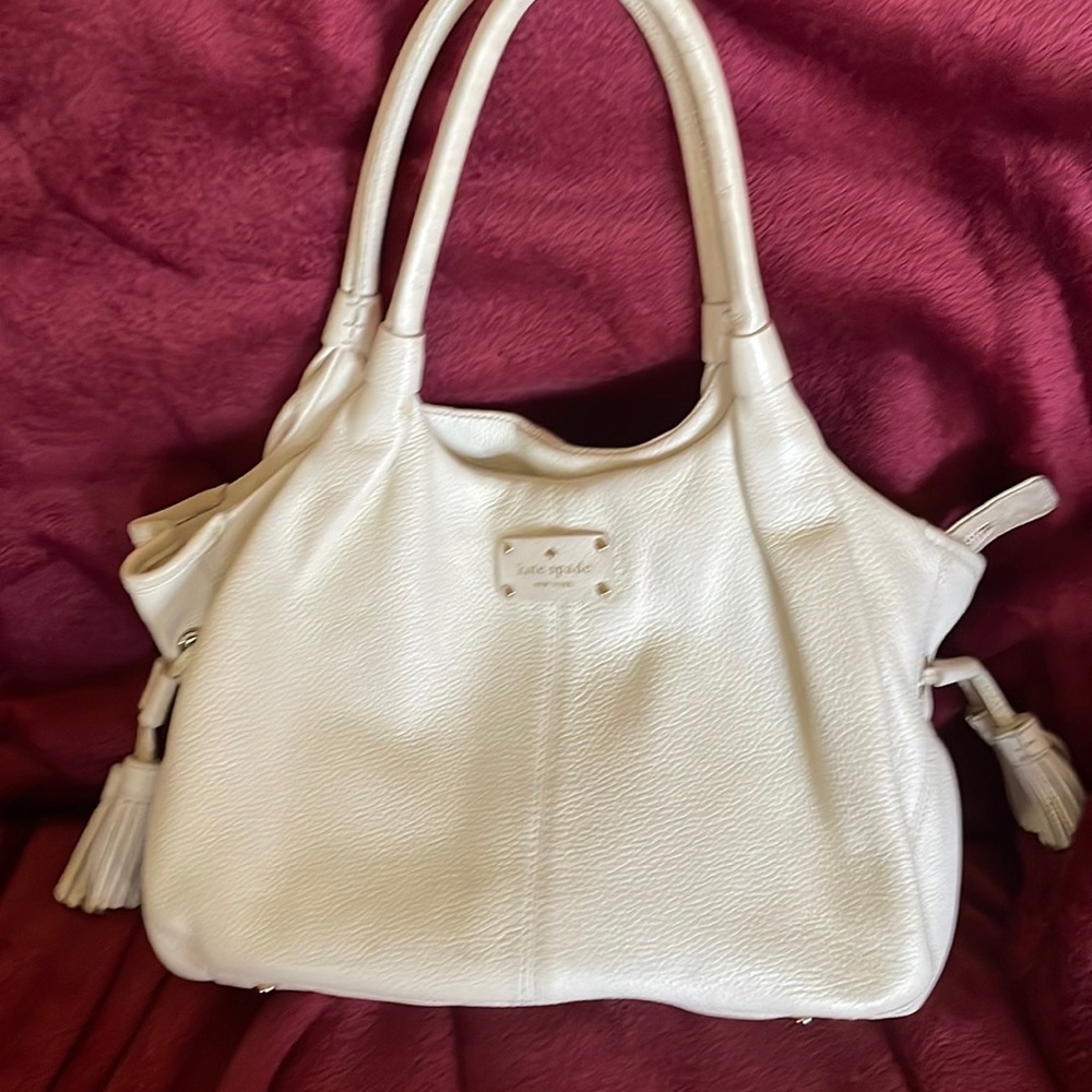 Kate Spade bag. White with metallic shimmer. Used